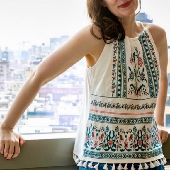 Anthropologie Skies are Blue Boho
Nutria Embroidered Tassel Tank Top NWT - Picture 2 of 9